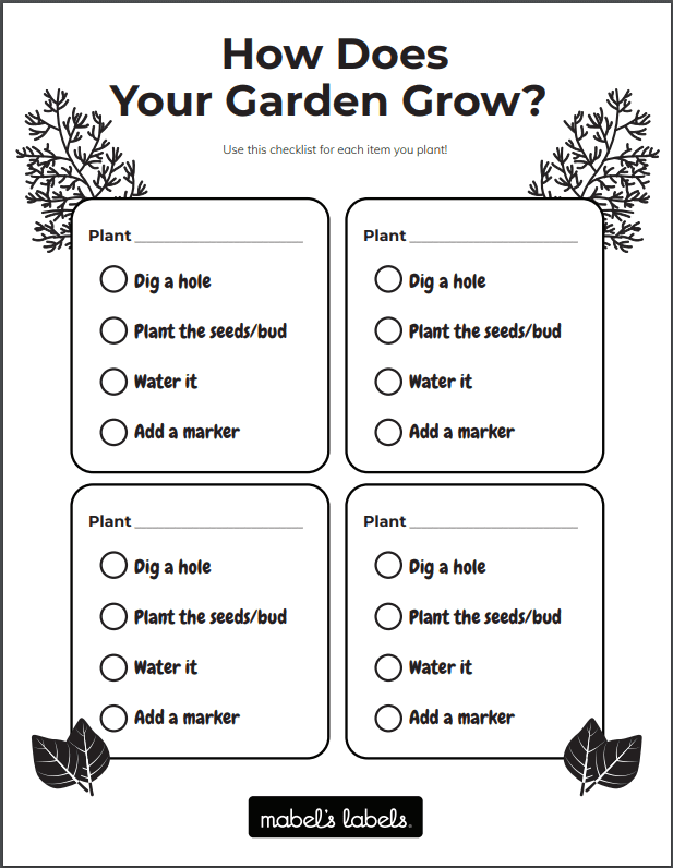 How Does Your Garden Grow Printable from Mabel's Labels