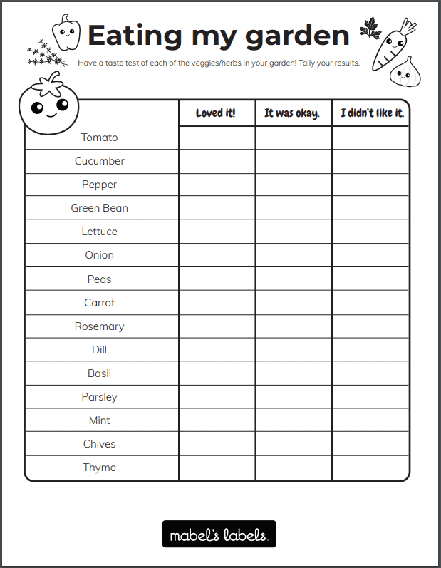 Eating My Garden Printable from Mabel's Labels
