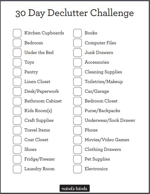 30 Day Declutter Printable from Mabel's Labels
